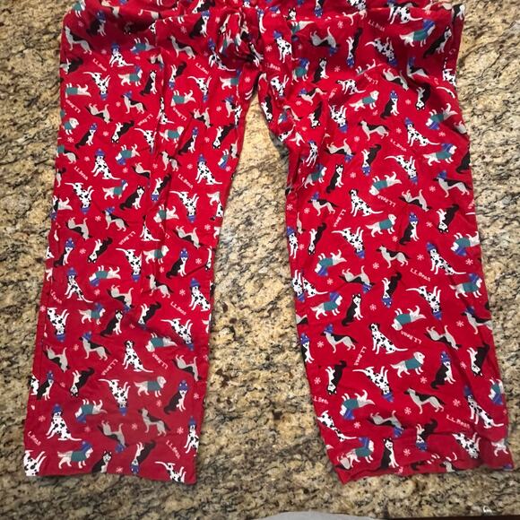 L.L. Bean  Women Large Husky Retriever Dog Snow Pajama Sleep Pants Flannel Red - Picture 10 of 10